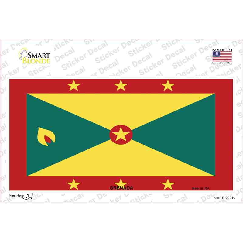 LP-4021s-M Grenada Flag Novelty Sticker Decal - Medium