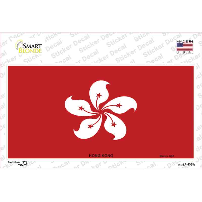 LP-4028s-M Hong Kong Flag Novelty Sticker Decal - Medium