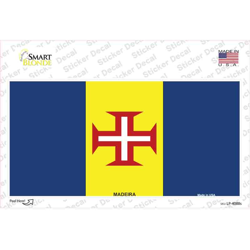 LP-4088s-M Madeira Flag Novelty Sticker Decal - Medium