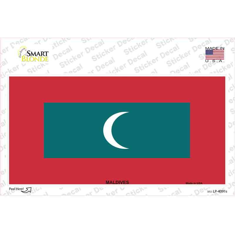 LP-4091s-M Maldives Flag Novelty Sticker Decal - Medium
