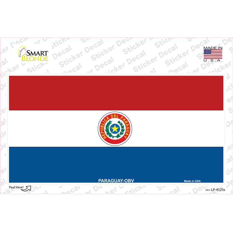 LP-4125s-M Paraguay-OBV Flag Novelty Sticker Decal - Medium