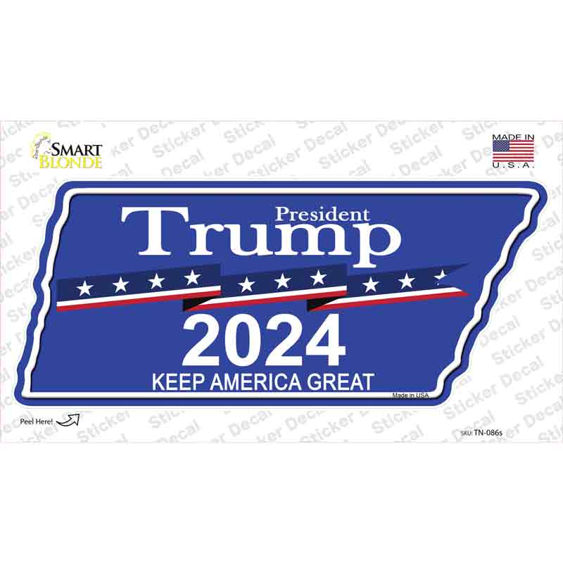 TN-086s-M Trump 2024 Novelty Tennessee Shape Sticker Decal - Medium