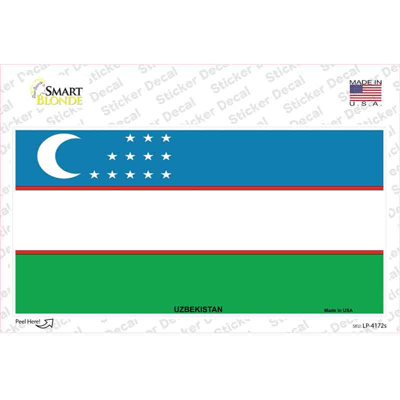LP-4172s-M Uzbe Kistan Flag Novelty Sticker Decal - Medium