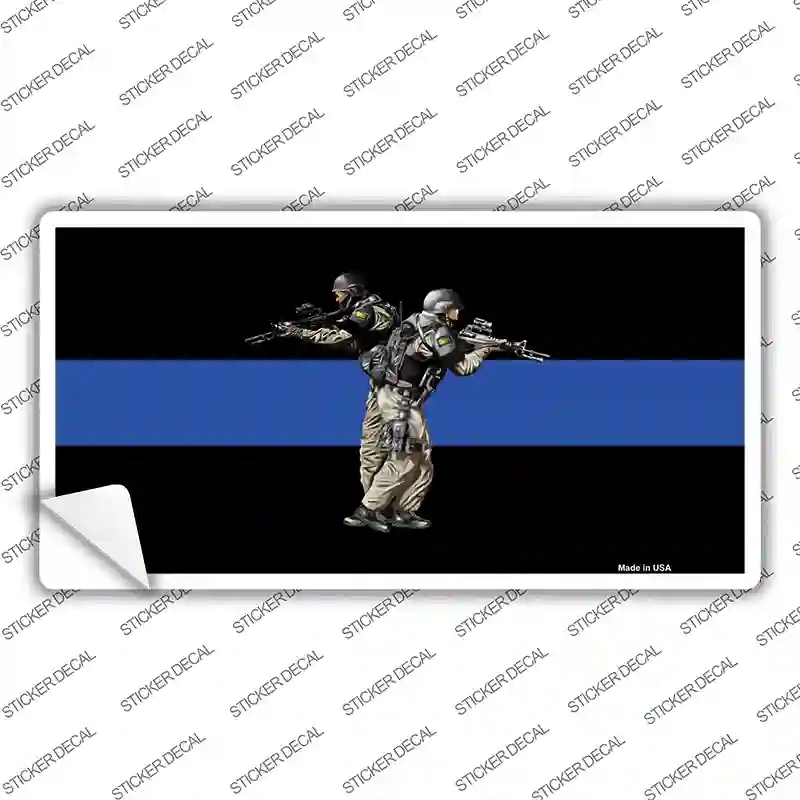 LP-4216s-S Thin Blue Line Police SWAT Novelty Sticker Decal - Small