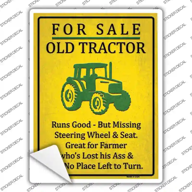 P-2417s-L for Sale Old Tractor Novelty Rectangle Sticker Decal - Large