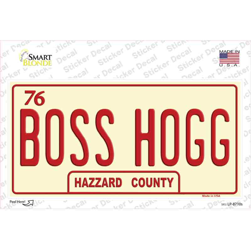 LP-8710s-M Boss Hogg Hazzard County Novelty Sticker Decal - Medium