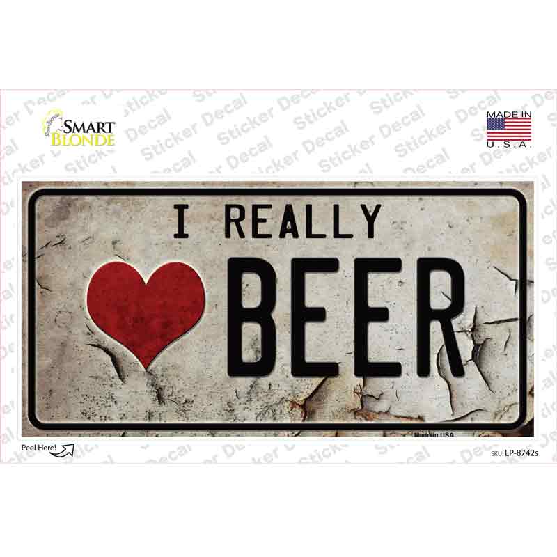 LP-8742s-M I Love Beer Novelty Sticker Decal - Medium
