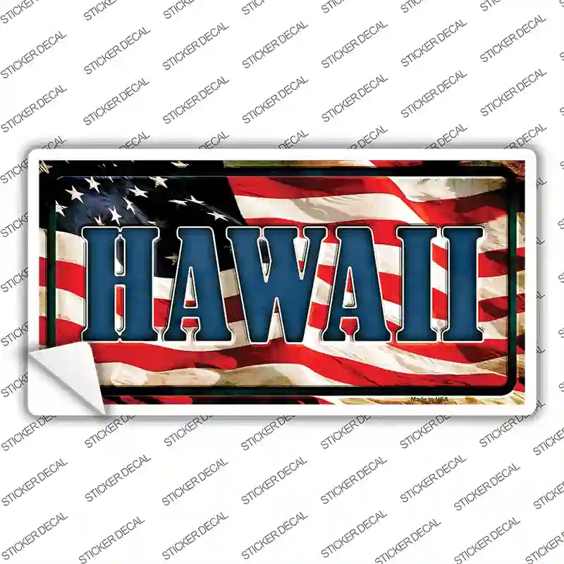 LP-3622s-XL Hawaii on American Flag Novelty Sticker Decal - Extra Large