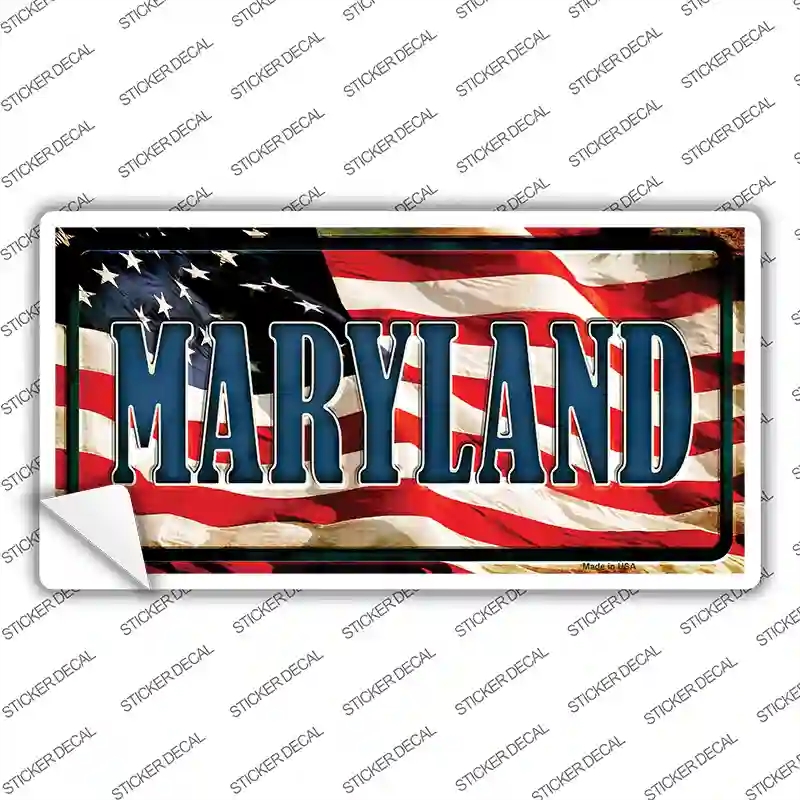 LP-3631s-S Maryland on American Flag Novelty Sticker Decal - Small
