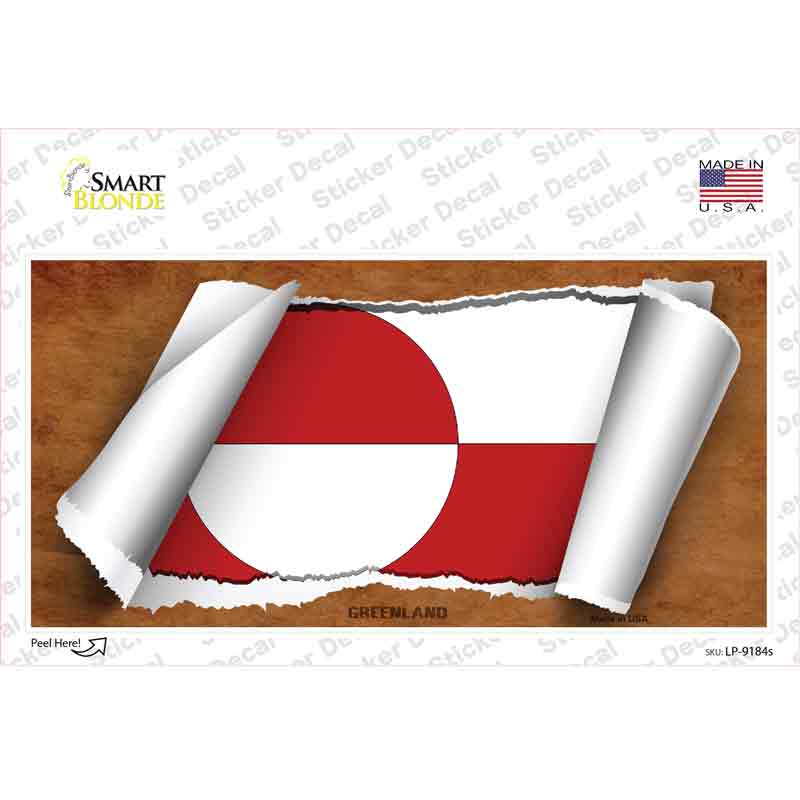 LP-9184s-M Greenland Flag Scroll Novelty Sticker Decal - Medium