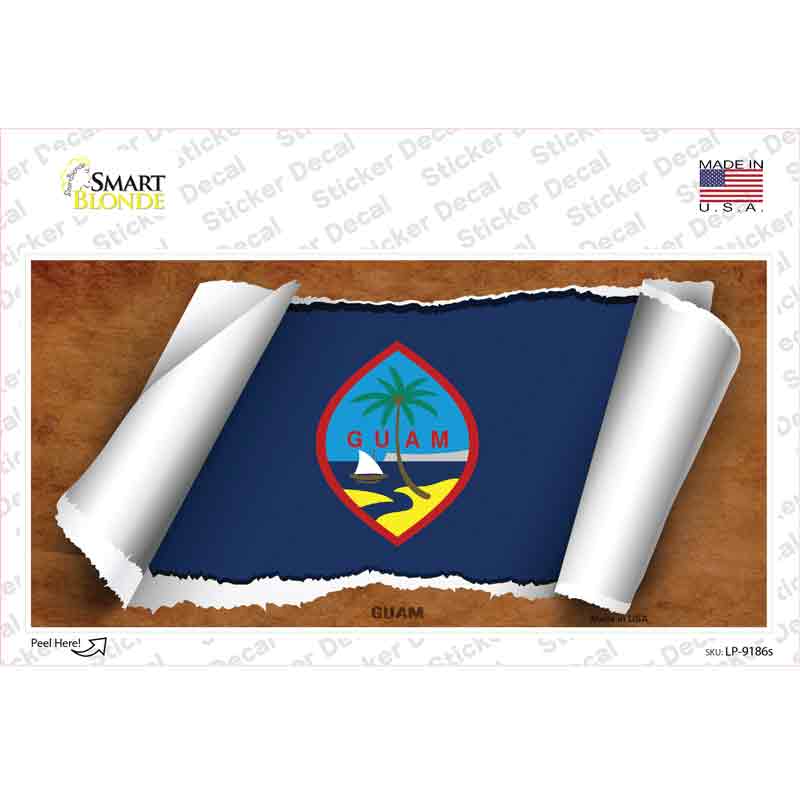 LP-9186s-M Guam Flag Scroll Novelty Sticker Decal - Medium
