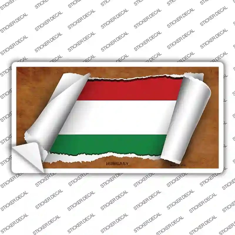 LP-9192s-L Hungary Flag Scroll Novelty Sticker Decal - Large