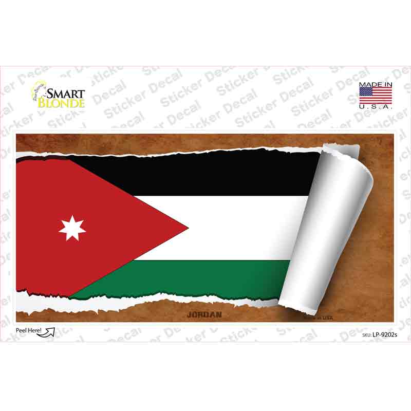 LP-9202s-M Jordan Flag Scroll Novelty Sticker Decal - Medium