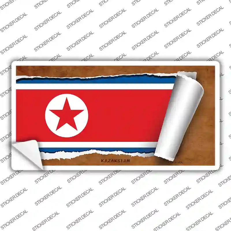 LP-9205s-L North Korea Flag Scroll Novelty Sticker Decal - Large