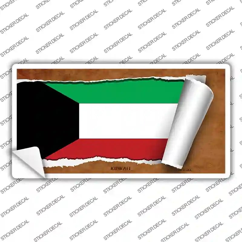 LP-9207s-S Kuwait Flag Scroll Novelty Sticker Decal - Small