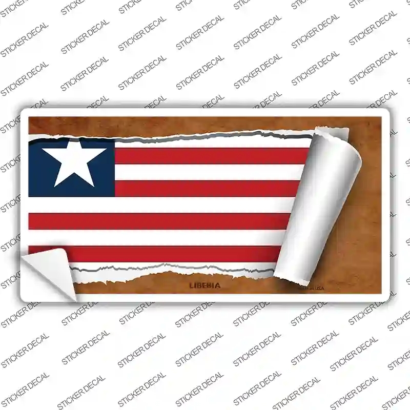 LP-9218s-L Liberia Flag Scroll Novelty Sticker Decal - Large