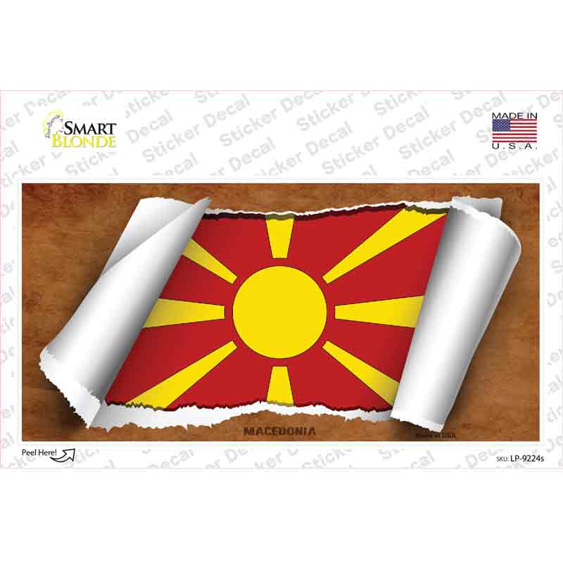LP-9224s-M Macedonia Flag Scroll Novelty Sticker Decal - Medium