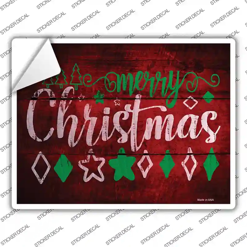P-2470s-L Merry Christmas Novelty Rectangle Sticker Decal - Large