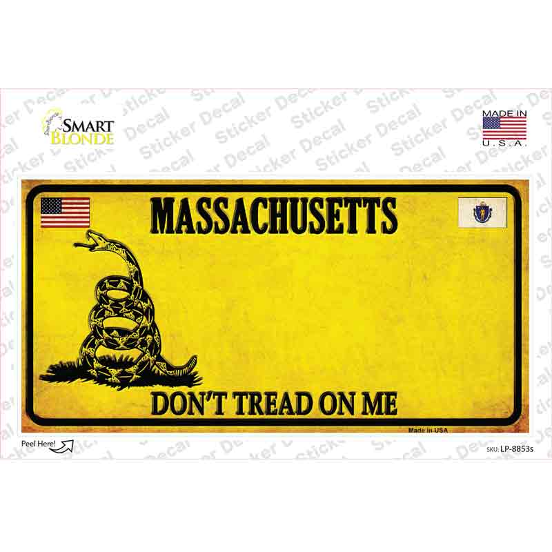 LP-8853s-M Massachusetts Dont Tread on Me Novelty Sticker Decal - Medium