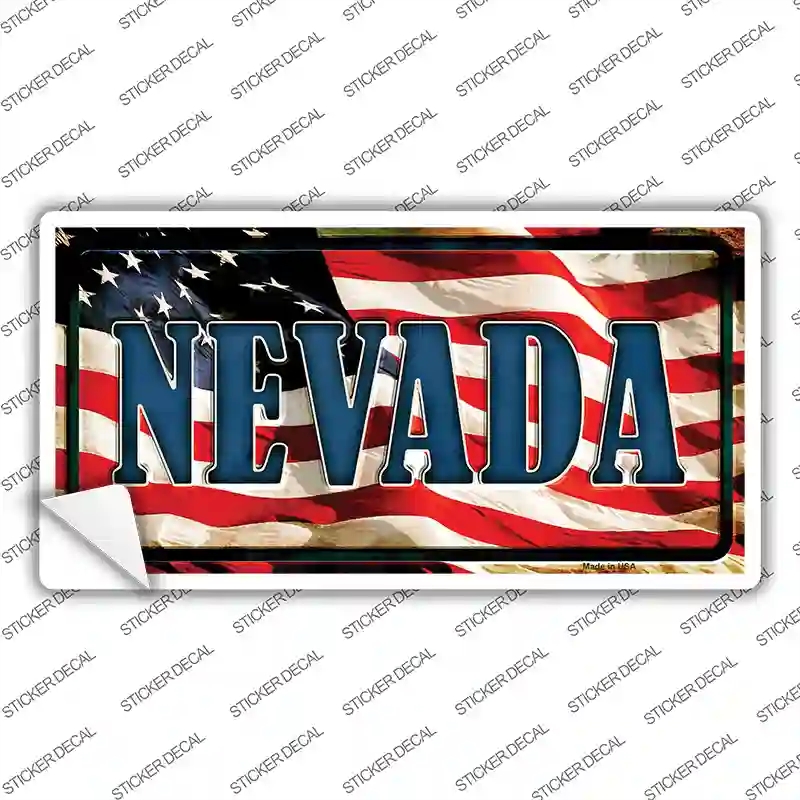 LP-3639s-S Nevada on American Flag Novelty Sticker Decal - Small