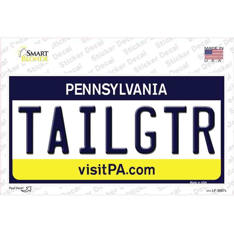 LP-3687s-M Tailgater Pennsylvania Novelty Sticker Decal - Medium