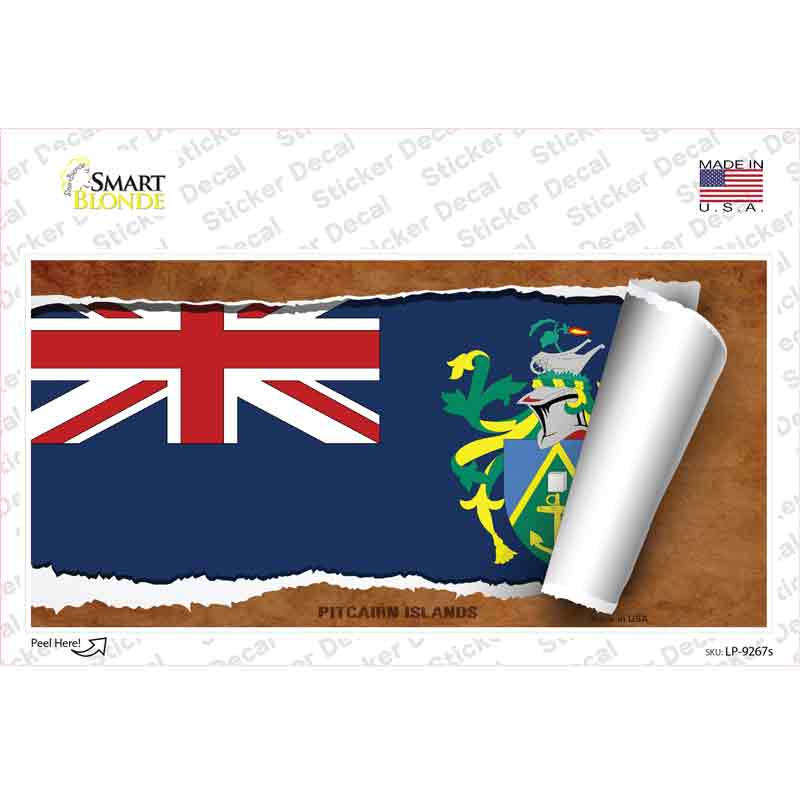 LP-9267s-M Pitcairn Islands Flag Scroll Novelty Sticker Decal - Medium