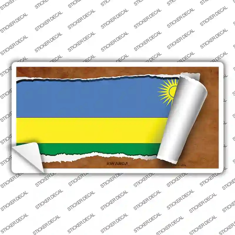 LP-9271s-S Rwanda Flag Scroll Novelty Sticker Decal - Small