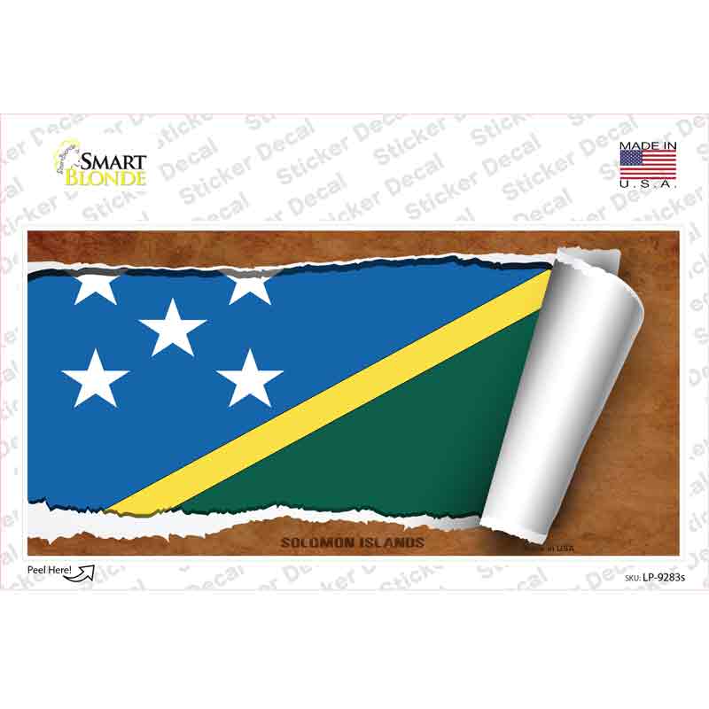 LP-9283s-M Solomon Islands Flag Scroll Novelty Sticker Decal - Medium