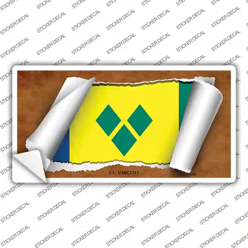LP-9292s-XL St Vincent Flag Scroll Novelty Sticker Decal - Extra Large