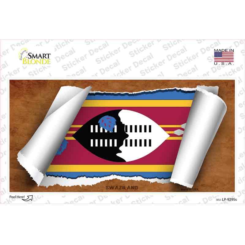 LP-9295s-M Swaziland Flag Scroll Novelty Sticker Decal - Medium