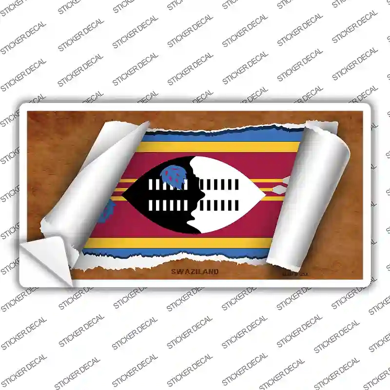 LP-9295s-S Swaziland Flag Scroll Novelty Sticker Decal - Small