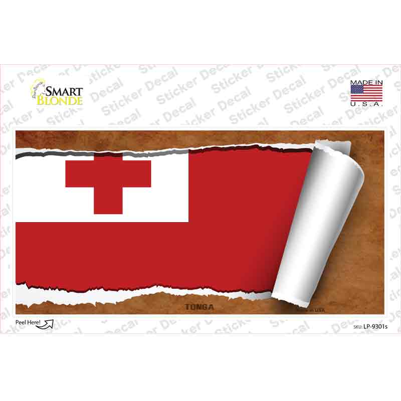LP-9301s-M Tonga Flag Scroll Novelty Sticker Decal - Medium