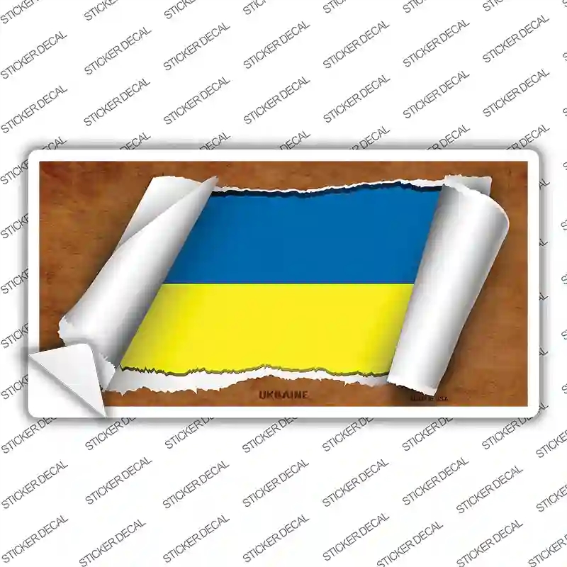 LP-9308s-XL Ukraine Flag Scroll Novelty Sticker Decal - Extra Large
