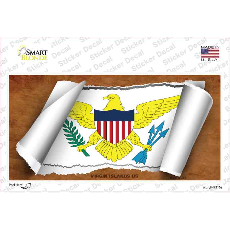 LP-9316s-M Virgin Islands US Flag Scroll Novelty Sticker Decal - Medium