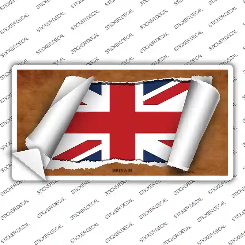 LP-9332s-S Britain Flag Scroll Novelty Sticker Decal - Small