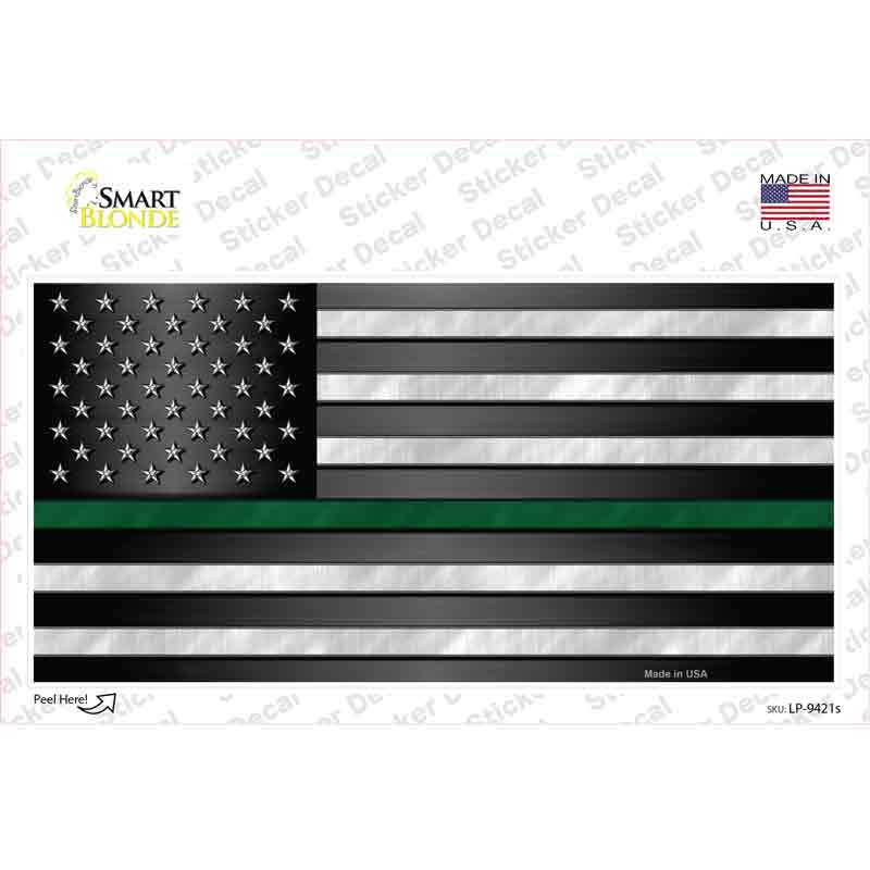 LP-9421s-M American Flag Thin Green Line Novelty Sticker Decal - Medium