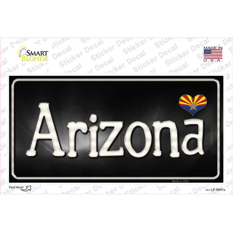 LP-9441s-M Arizona Flag Script Novelty Sticker Decal - Medium