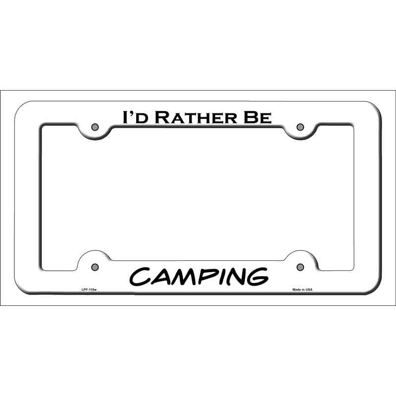 LPF-115w 12 x 6 in. Camping Novelty Metal License Plate Frame, White