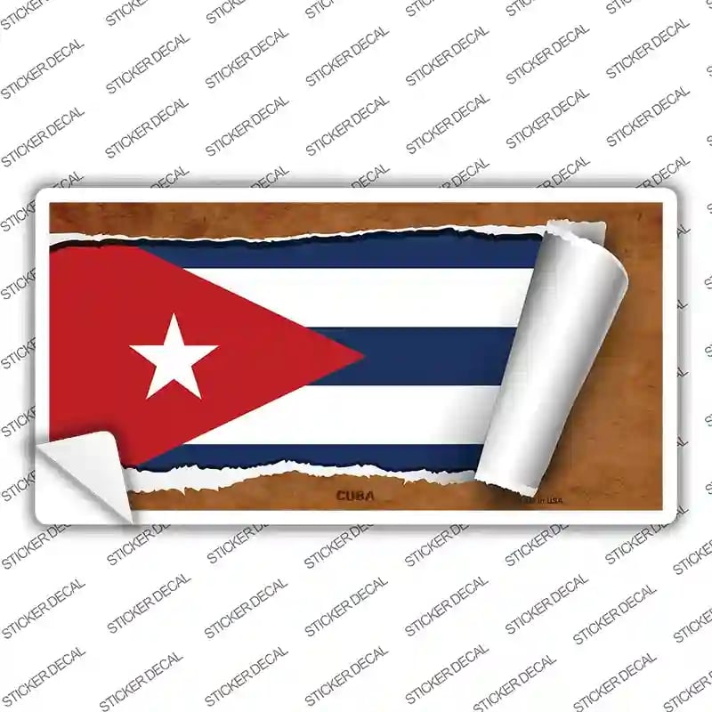 LP-9082s-XL Cuba Flag Scroll Novelty Sticker Decal - Extra Large