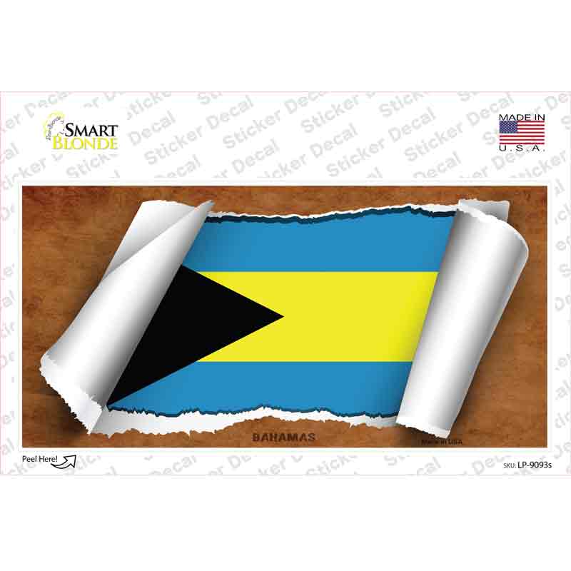 LP-9093s-M Bahamas Flag Scroll Novelty Sticker Decal - Medium
