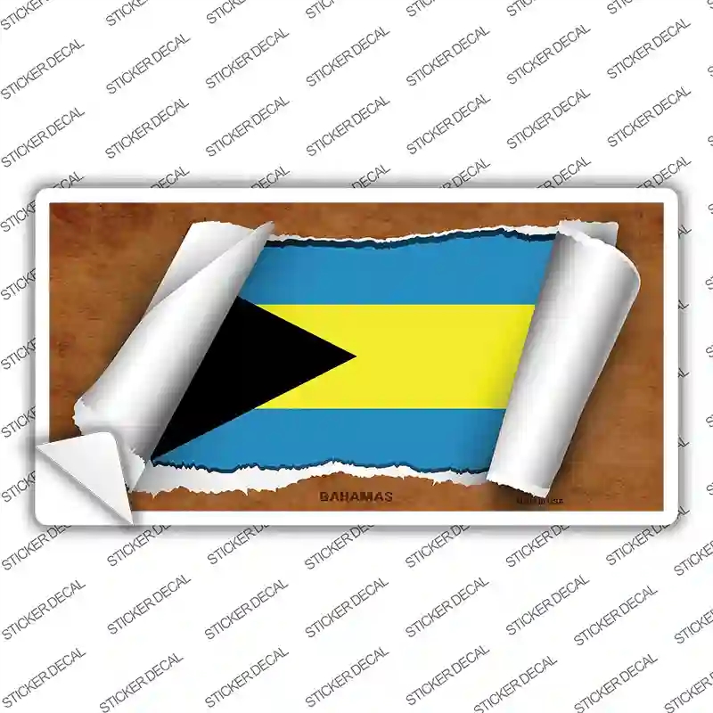 LP-9093s-S Bahamas Flag Scroll Novelty Sticker Decal - Small
