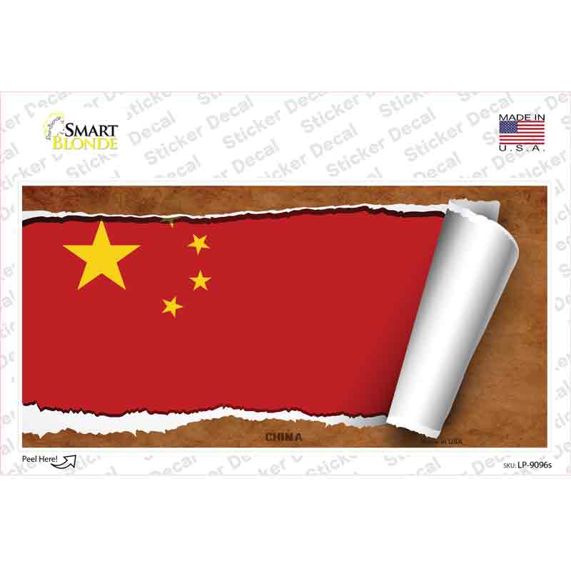 LP-9096s-M China Flag Scroll Novelty Sticker Decal - Medium