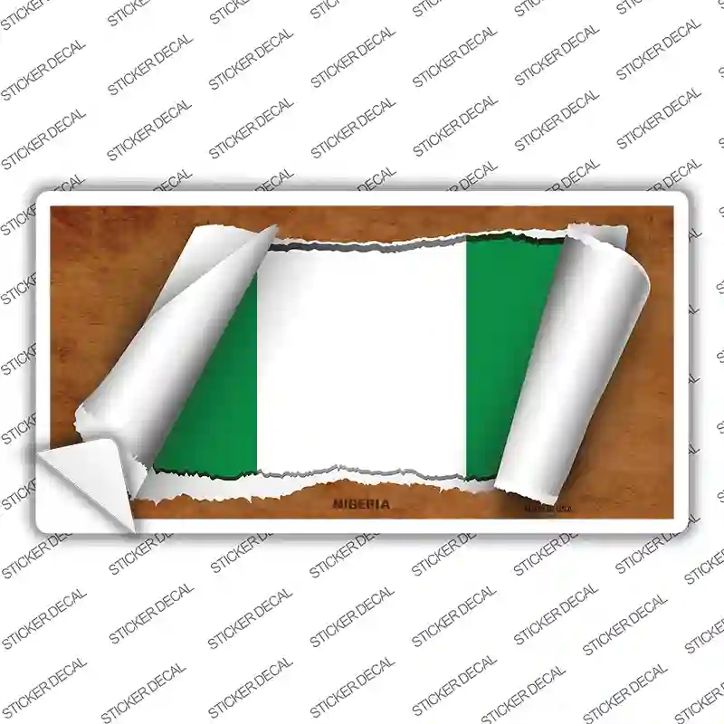 LP-9104s-L Nigeria Flag Scroll Novelty Sticker Decal - Large