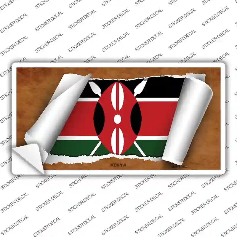 LP-9105s-L Kenya Flag Scroll Novelty Sticker Decal - Large