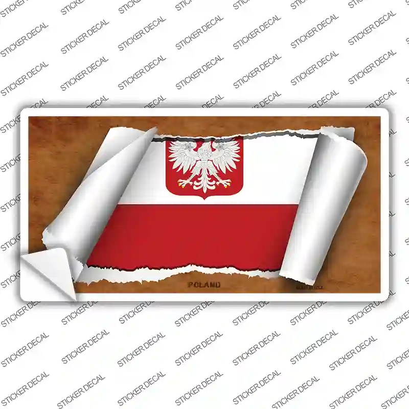 LP-9109s-XL Poland & Eagle Flag Scroll Novelty Sticker Decal - Extra Large