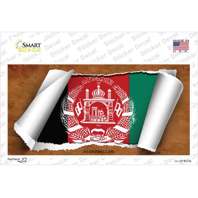 LP-9113s-M Afghanistan Flag Scroll Novelty Sticker Decal - Medium