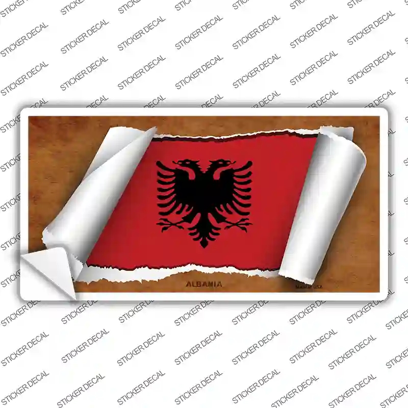LP-9116s-XL Albania Flag Scroll Novelty Sticker Decal - Extra Large