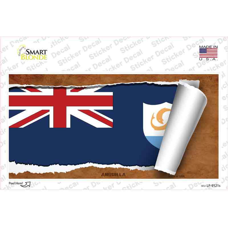 LP-9121s-M Anguilla Flag Scroll Novelty Sticker Decal - Medium
