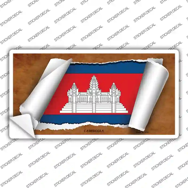 LP-9148s-XL Cambodia Flag Scroll Novelty Sticker Decal - Extra Large