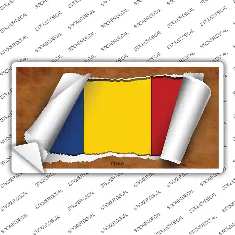 LP-9154s-XL Chad Flag Scroll Novelty Sticker Decal - Extra Large
